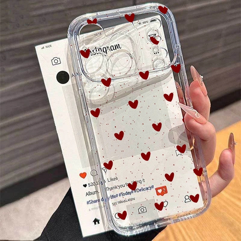 Xiaomi Redmi Note 13 - جراب هاتف شفاف بتصميم قلب بسيط