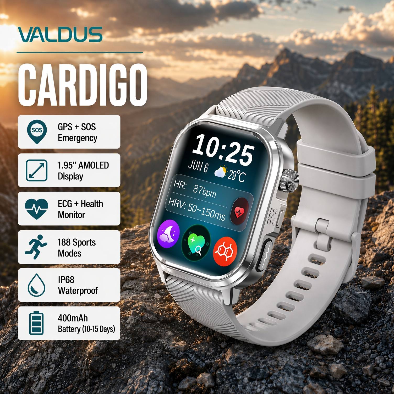 Smartwatch Custom - فالدوس كارديجو ساعة ذكية للرجال والنساء