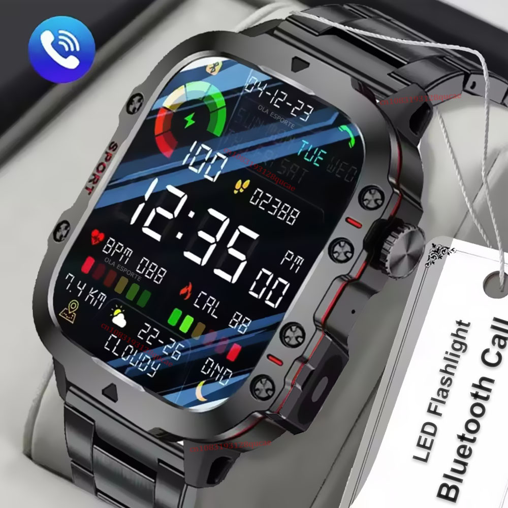 Smartwatch Custom - ساعة ذكية عسكرية جديدة للرجال 2026